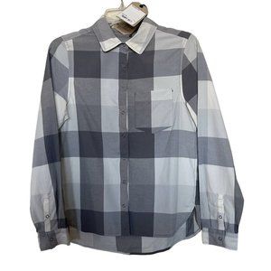Prana Women's Wildsee Plaid Organic Snap Down Long‎ Sleeve Collared Top Size S